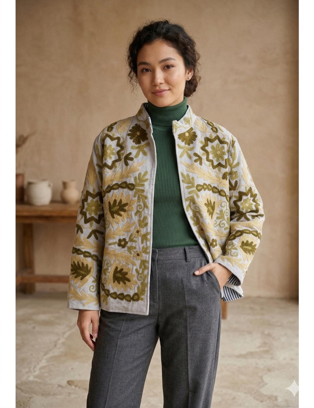 Colorful Suzani Embroidered Kimono |Handmade Coat |Festival Kimono |Duster Velvet Robe | Ethnic Floral Outerwear Bohozani