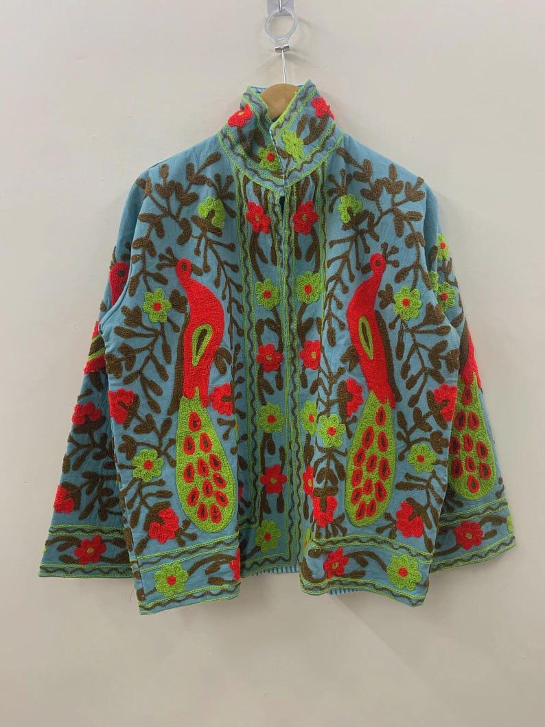 Handmade Velvet Suzani Embroidered Jacket Bohozani