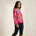 Pink Handmade Floral Red Velvet Suzani Embroidered Jacket Bohozani