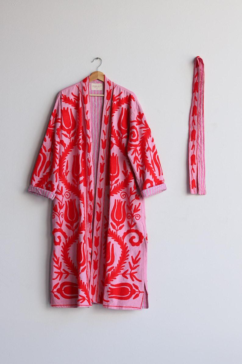 Suzani Kimono Jacket, Cotton & Silk Bohozani
