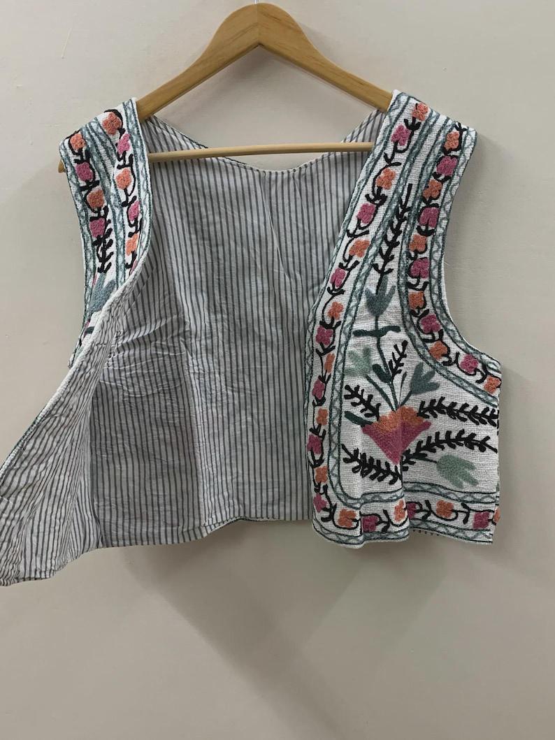 Embroidered Suzani Velvet Boho Vest | Floral Indian Waistcoat, Cotton Lined Jacket Bohozani