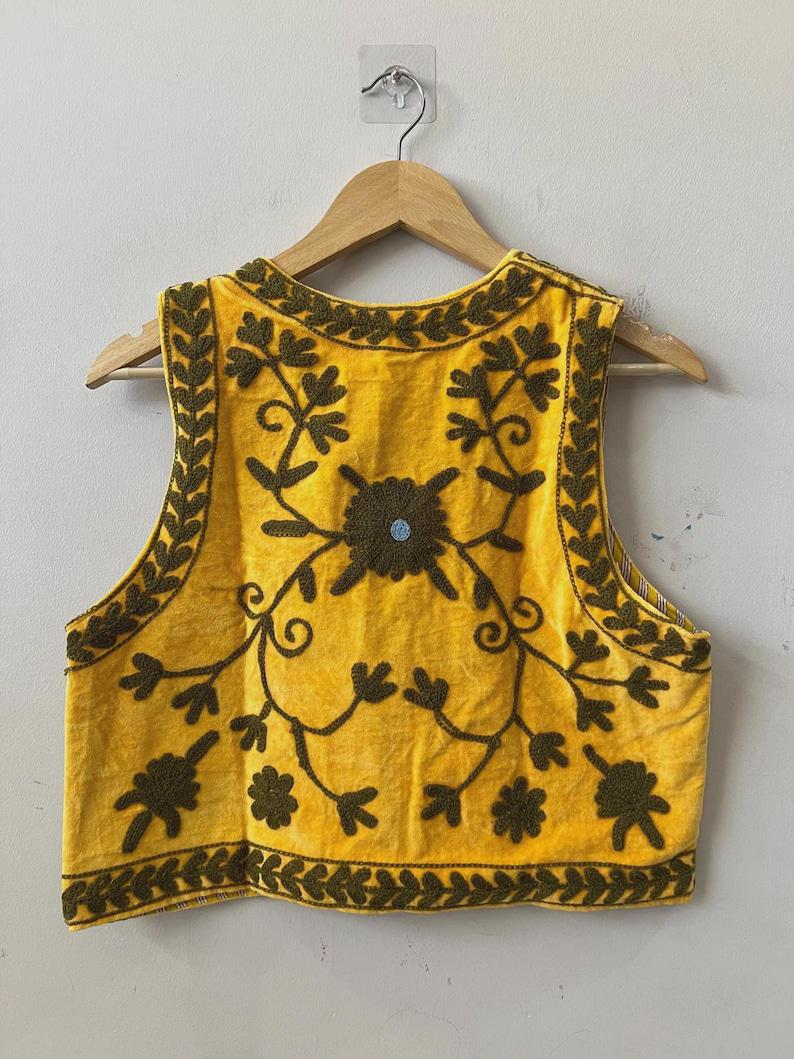 Hand-Embroidered Suzani Velvet Vest | Boho Floral Ethnic Waistcoat, Festival Clothing Bohozani