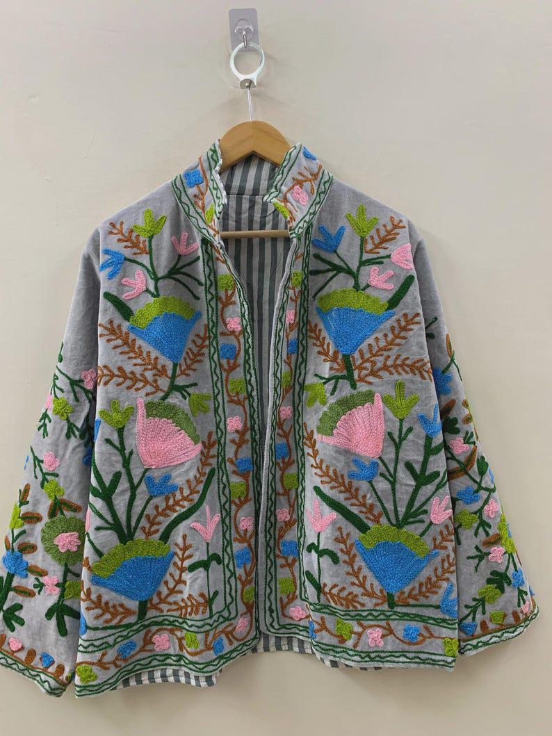 NEW COLLECTION Hand-Embroidered Velvet Suzani Jacket – Boho Ethnic Kimono Outerwear Bohozani
