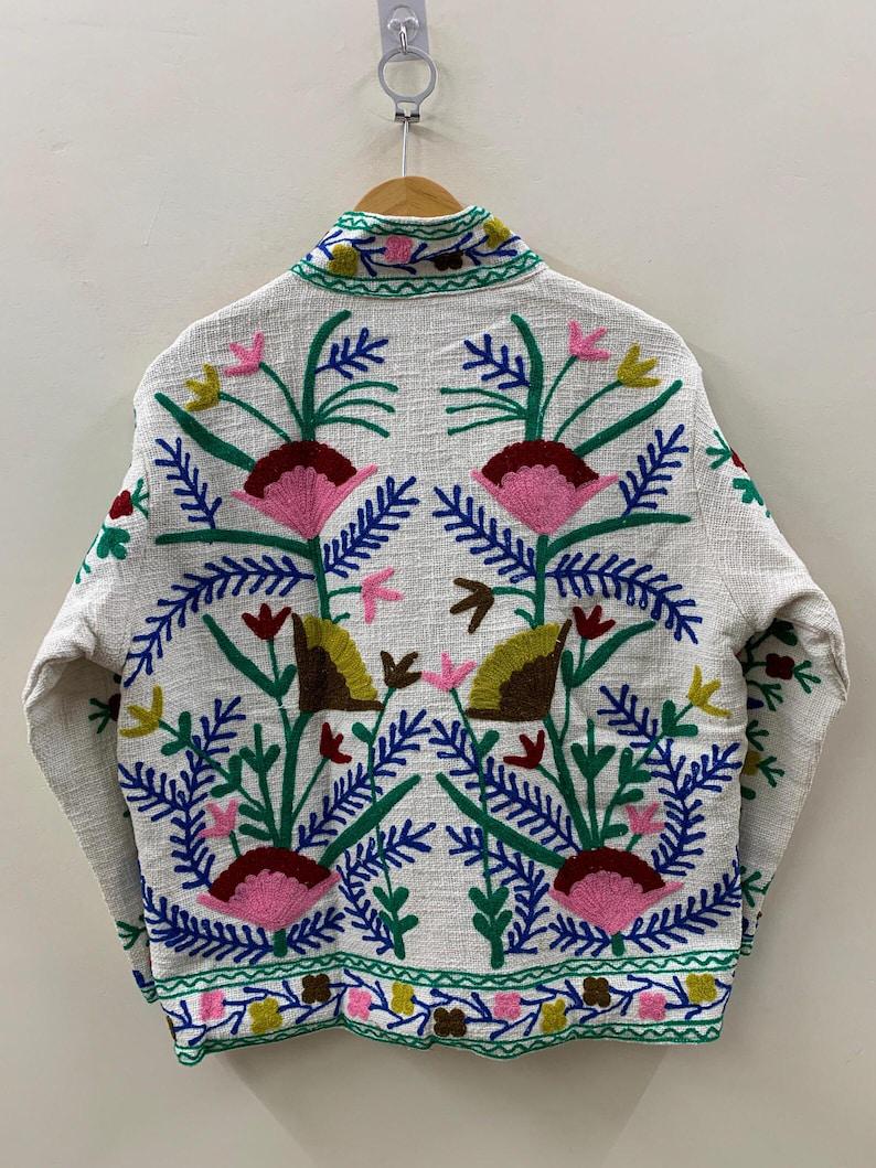 Embroidered Cotton Velvet Jacket, Bohemian Floral Folk Art, One Size, Spring Bridesmaid Bohozani