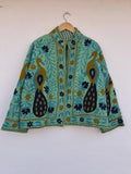 Peacock Embroidered Suzani Jacket | Vibrant Boho Duster | Gift For Her Bohozani