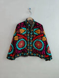 Embroidered Velvet Suzani Jacket | Bohemian Floral Indian Outerwear, Cropped Style Bohozani