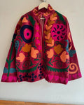Handmade Suzani Velvet Coat | Embroidered Floral Bohemian Jacket Bohozani