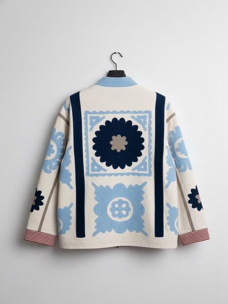 Floral Suzani Embroidered Velvet Jacket, Boho Winter Coat- Gift For Her Bohozani