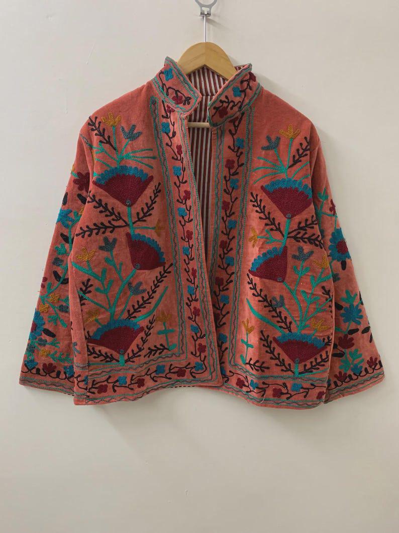 NEW COLLECTION Hand-Embroidered Velvet Suzani Jacket – Boho Ethnic Kimono Outerwear Bohozani