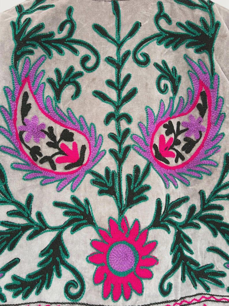 Handmade Suzani Velvet Cropped Jacket | Embroidered Floral Bohemian Coat |Gift For Her Bohozani