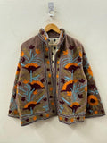 Velvet Suzani Embroidered Kimono Jacket | Uzbek Artisan Coat Bohozani