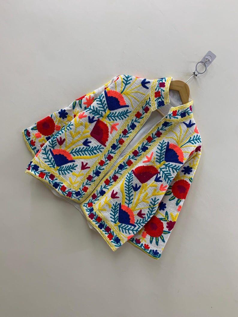 Chic Embroidered Suzani TNT Jacket | Floral Boho Cotton Coat | Gift For Her Bohozani