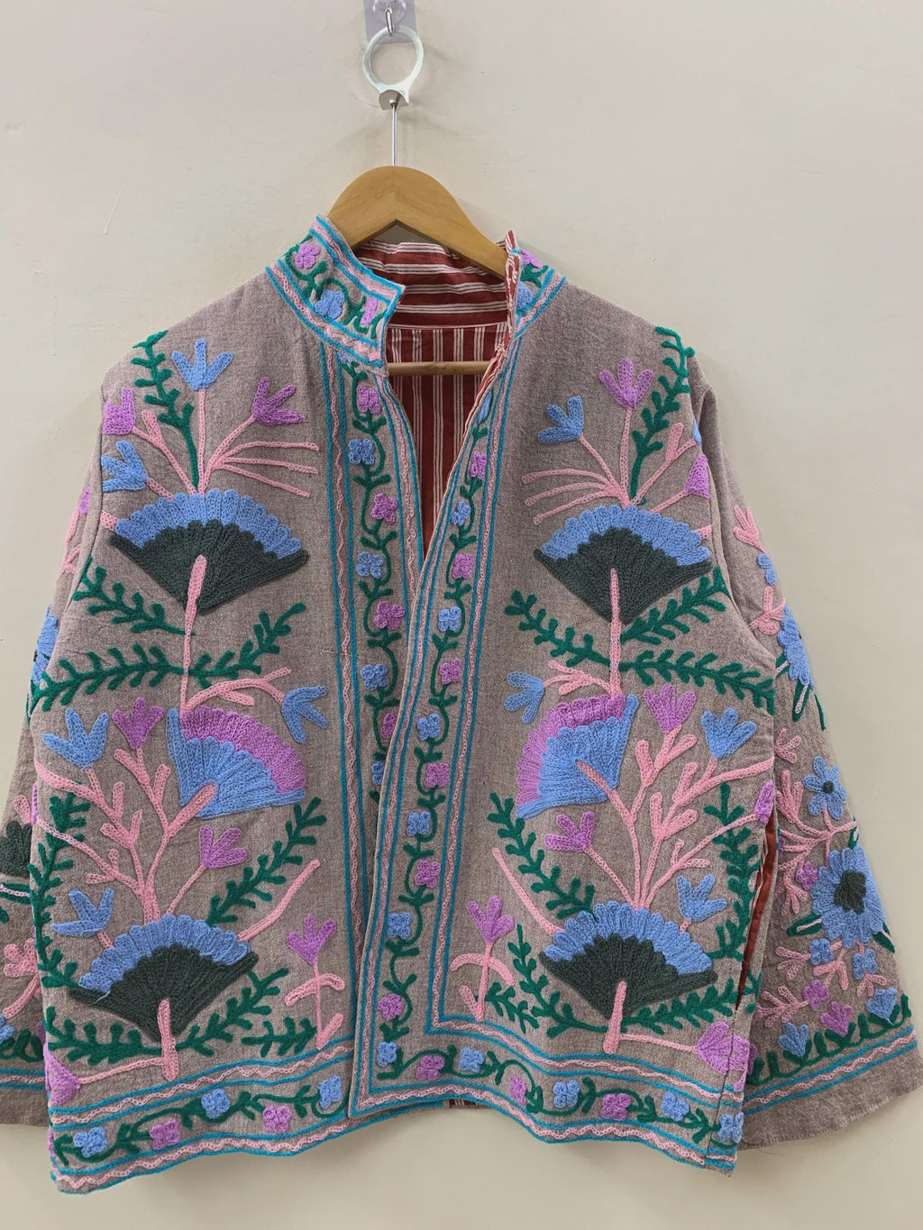 Colorful Suzani Embroidered Kimono |Handmade Coat |Festival Kimono |Duster Velvet Robe | Ethnic Floral Outerwear Bohozani