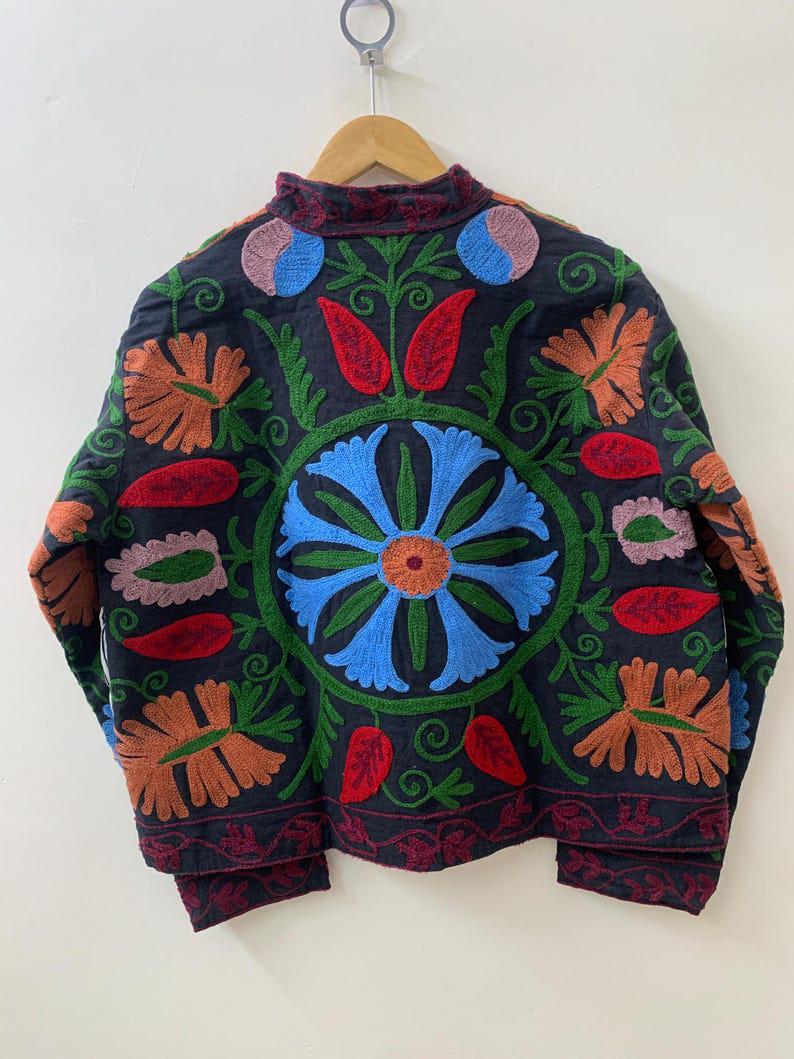 Embroidered Cotton Suzani Jacket | Boho Uzbek Kimono Coat, Festival Wear Bohozani